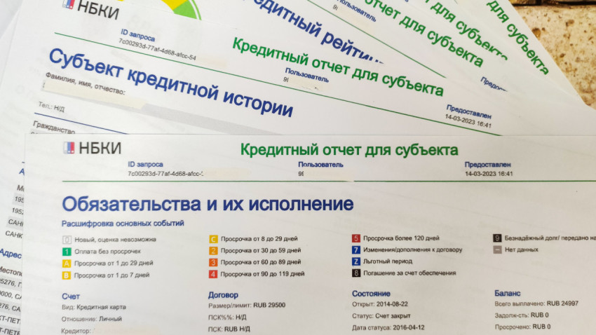 Формы кредитного отчета субъекта в бумажном виде